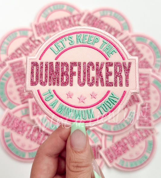 Dumbfuckery funny snarky glitter trucker hat patch iron on