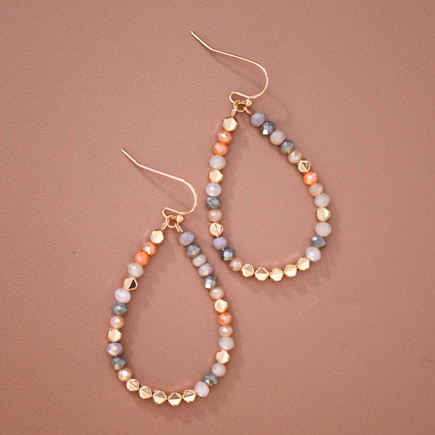 Multicolor Glass Crystal Beaded Teardrop Earrings – 8098