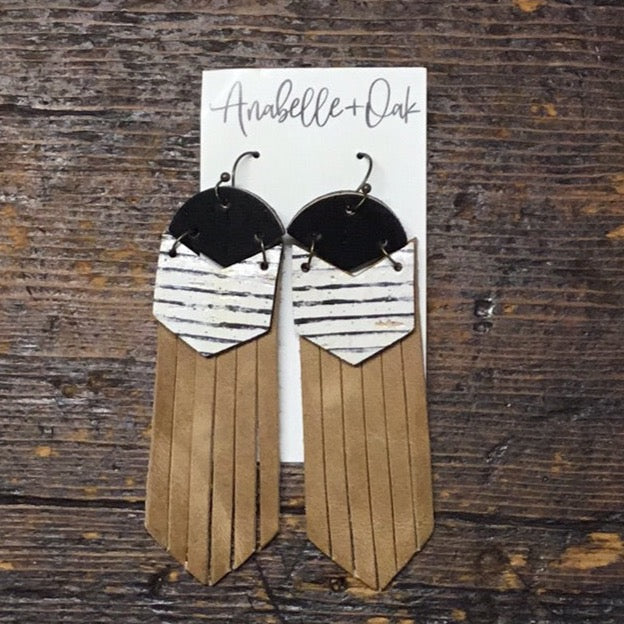 letter and wood earrings