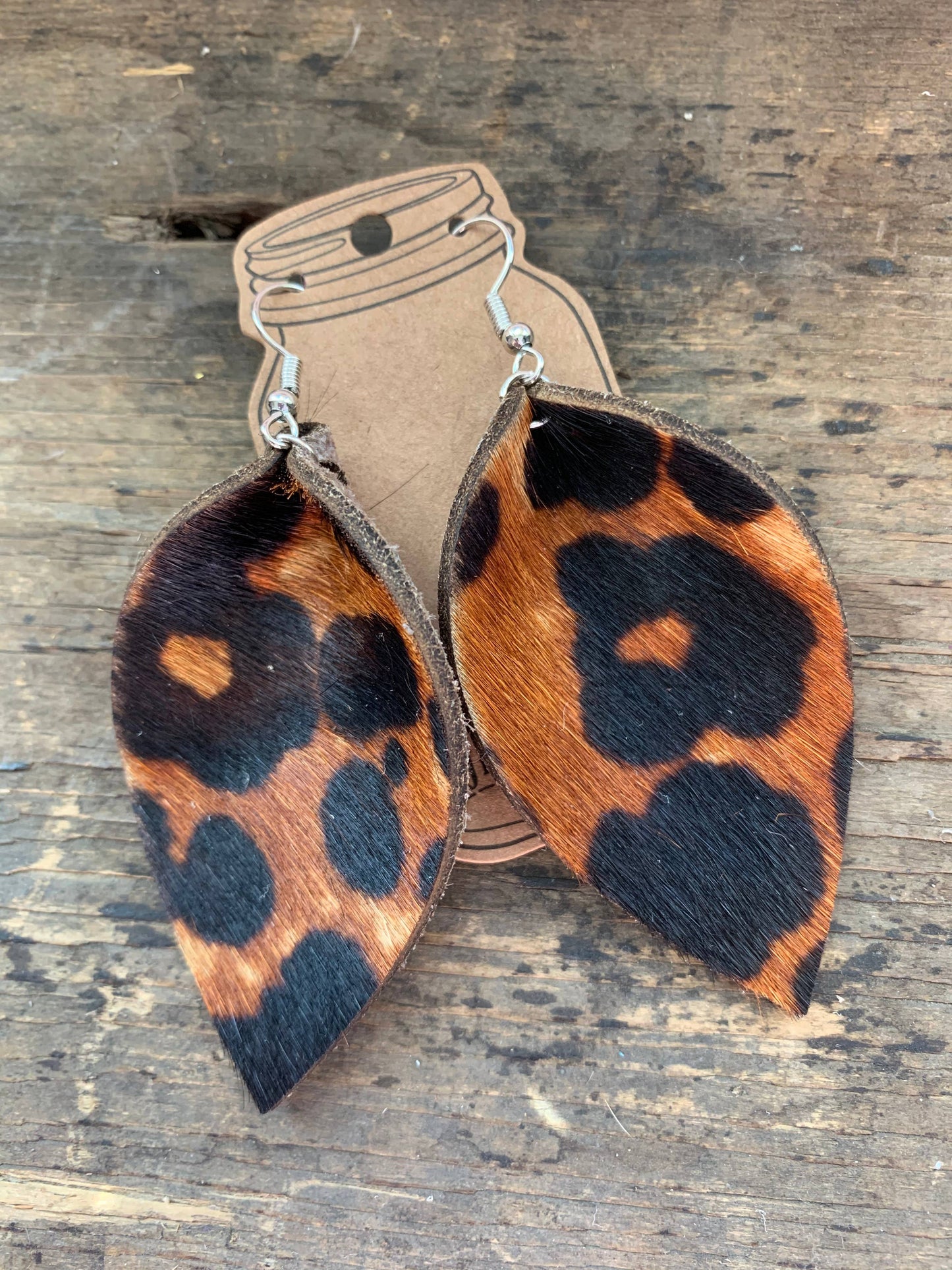 Leopard Hair On Leather Earrings