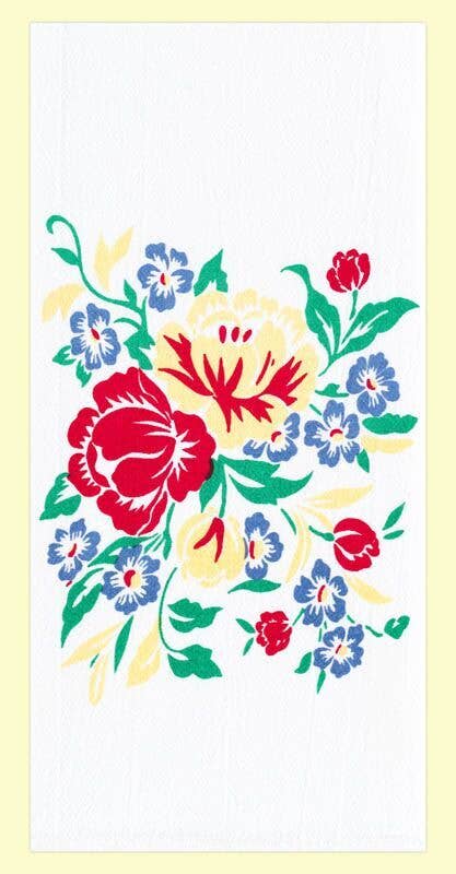 Country Garden Flowers Retro Flour Sack Kitchen Towel