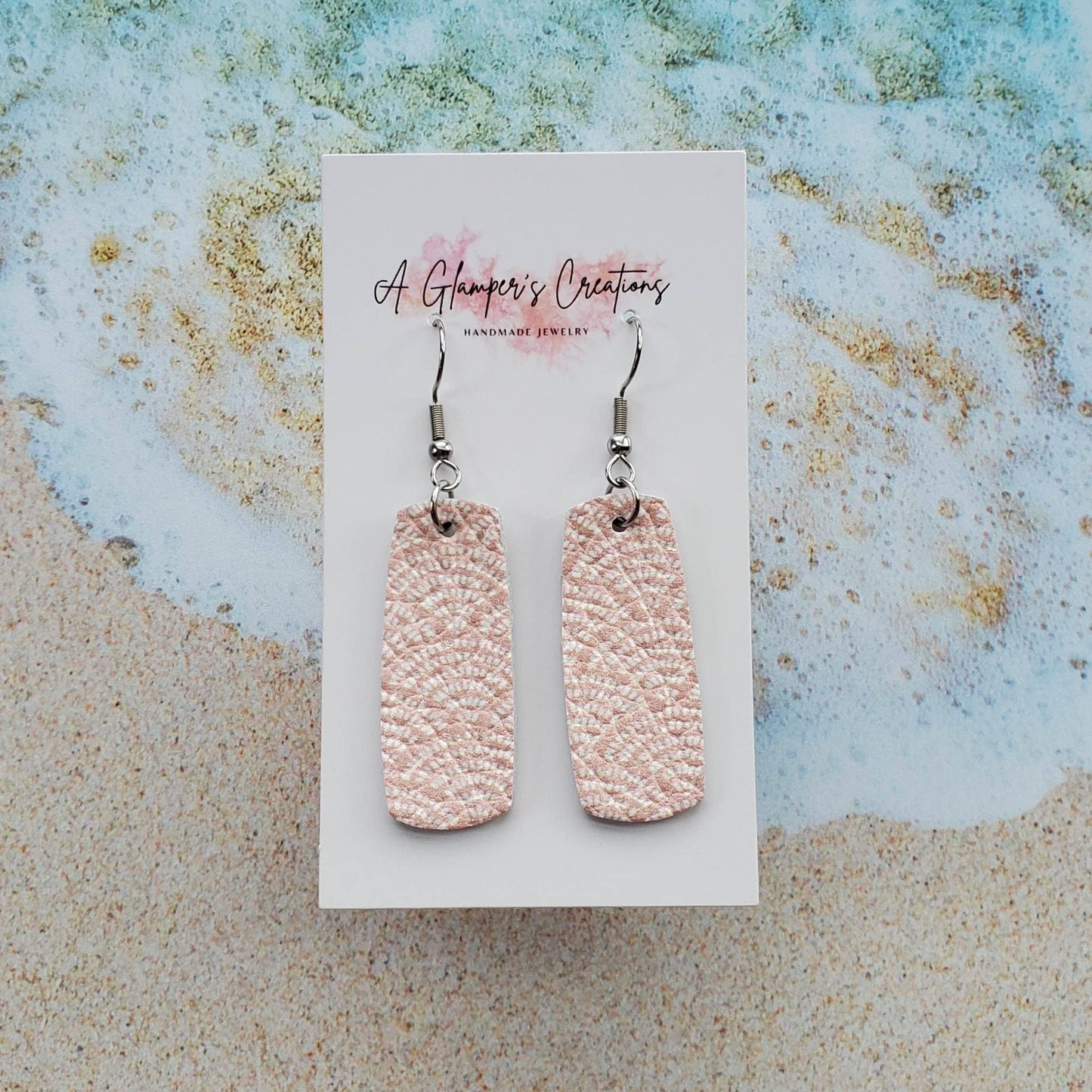 Peach Summer Arches Mini Bar Leather Earrings