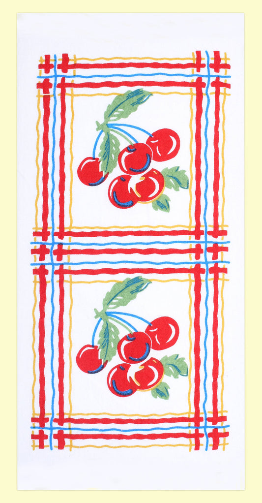 Sweet Cherries Retro Flour Sack Kitchen Towel