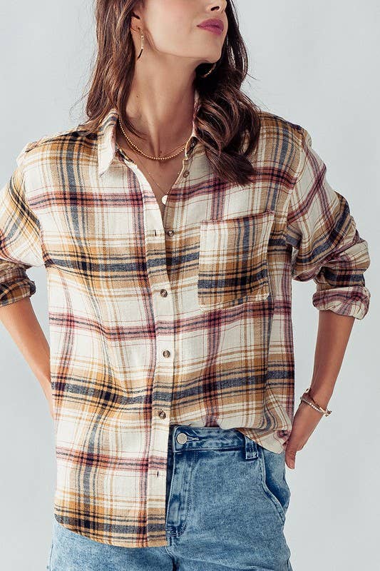 PLAID FLANNEL BUTTON DOWN SHIRT