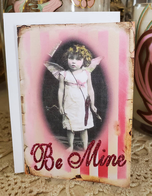 Valentine Greeting Card Cupid n Arrow Be Mine