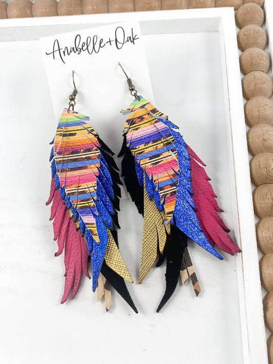 Leopard Serape Boho Feathers