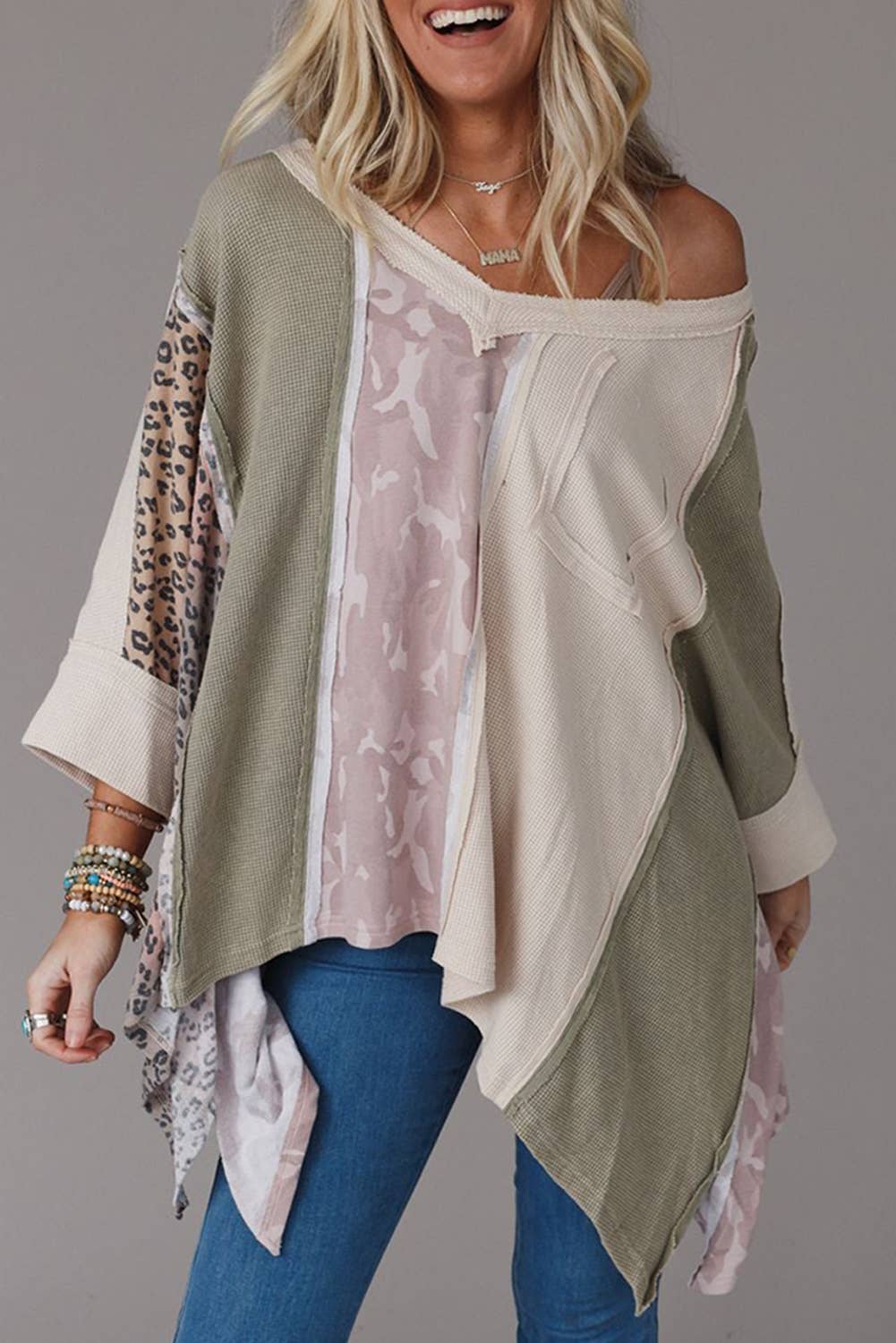 Expose Seam Patchwork Oversized Top