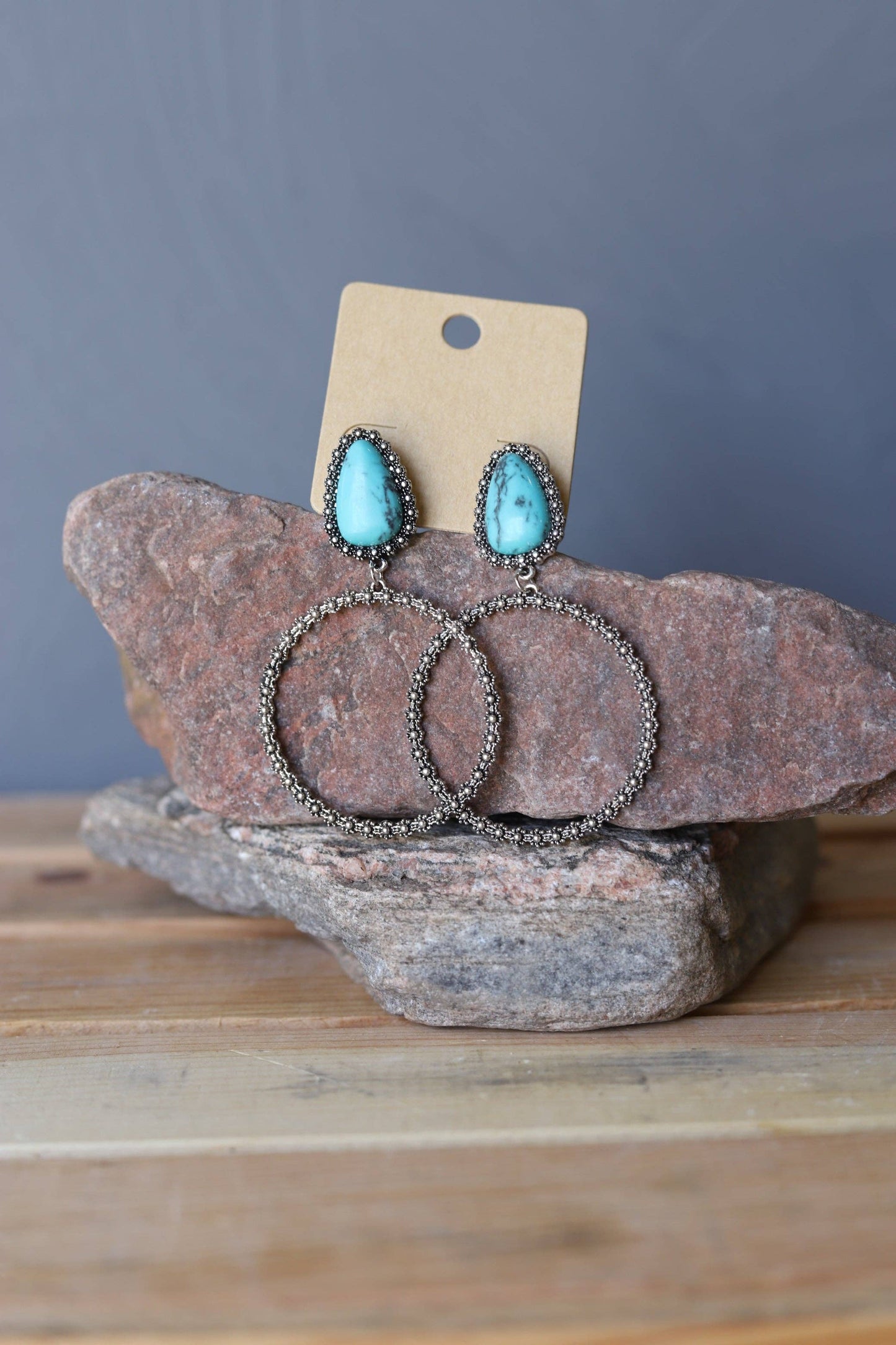 TURQuoise W. SILVER FLOWER HOOP