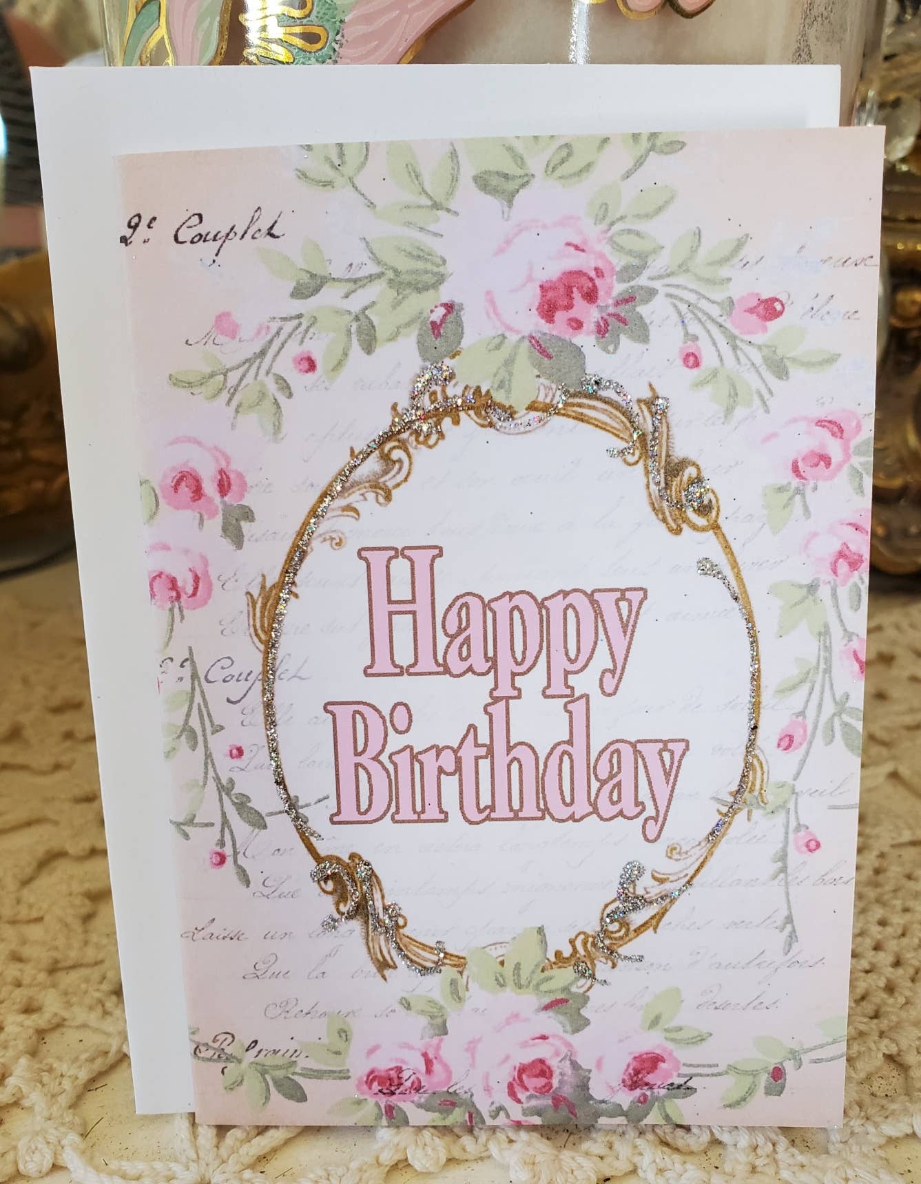 Mini Happy Birthday Roses Greeting Card