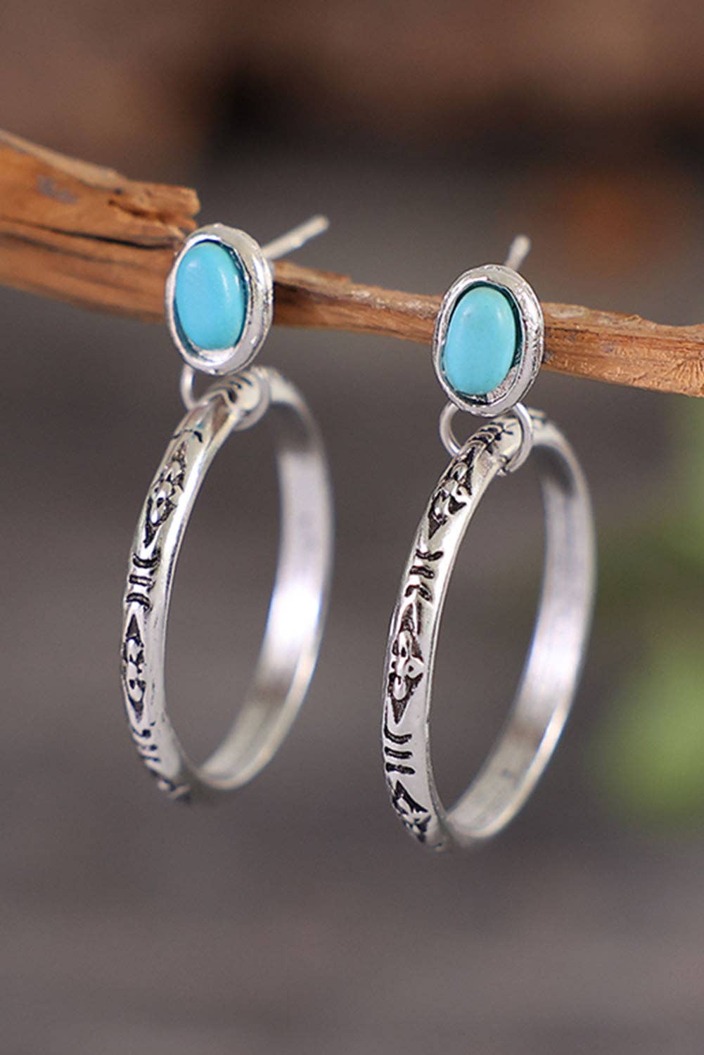 Bold Ring Turquoise Stud Earrings: ONE SIZE / alloy / Silver