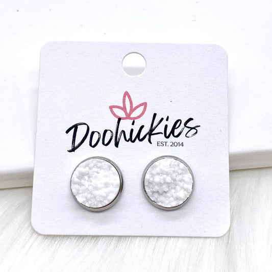 White druzy 12mm Everyday earrings