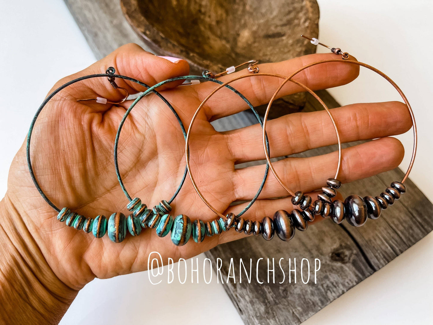 Navajo Bead Hoop Earrings