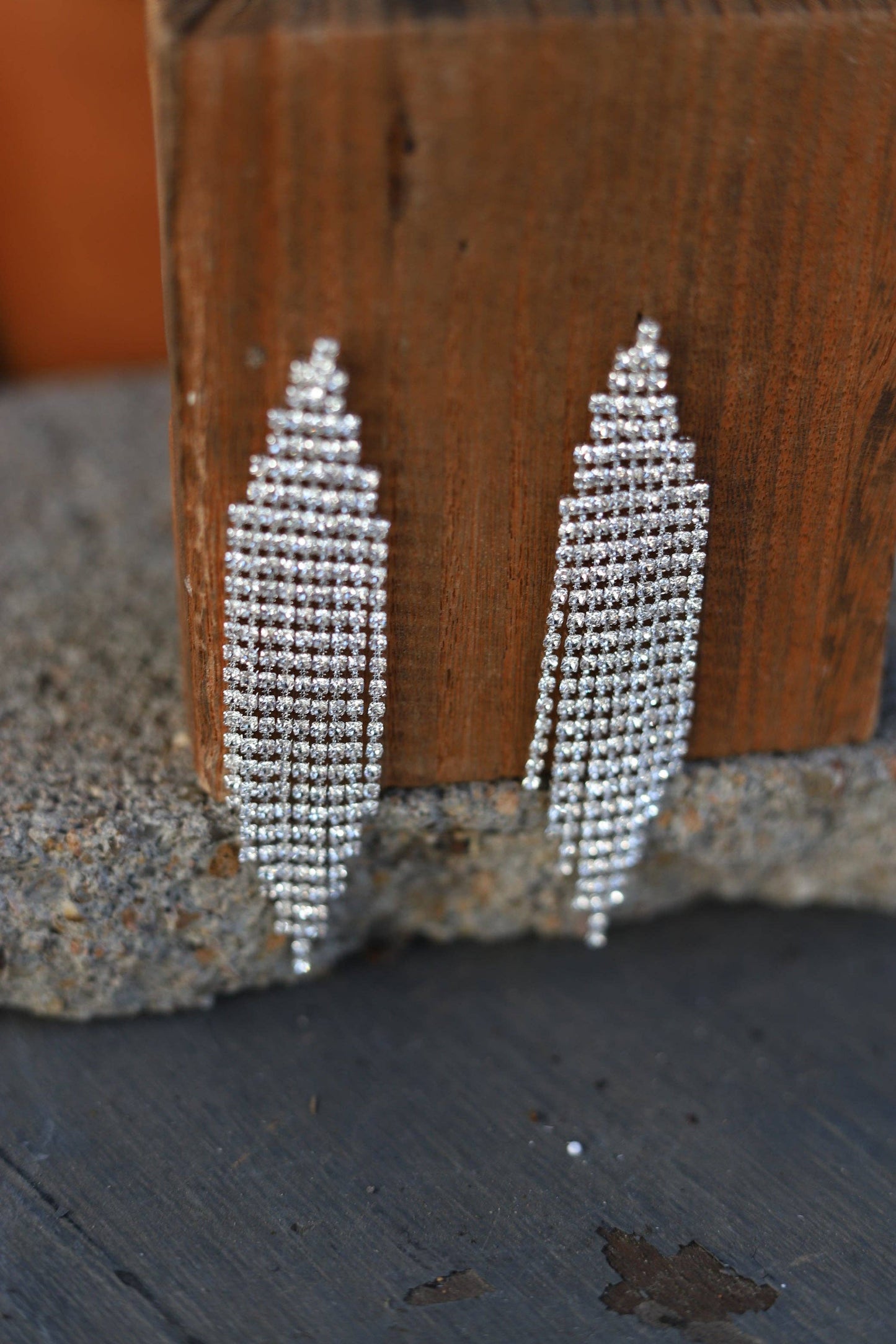 RHINESTONE TASSEL DROP EARRING