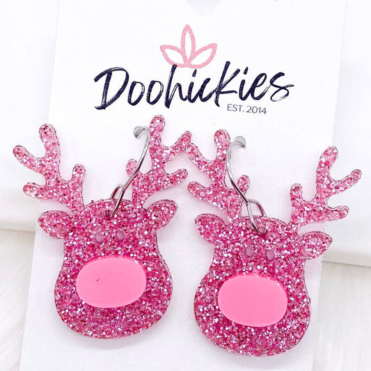 1.5" Clarice Reindeer Dangles-Christmas Acrylic Earrings