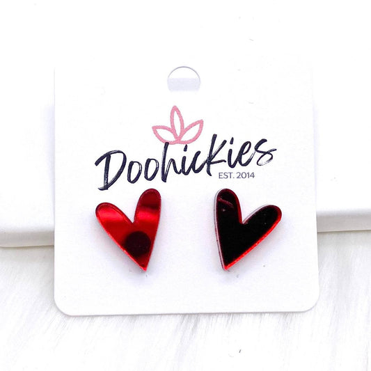 Valentine Heart Studs 16mm Acrylic
