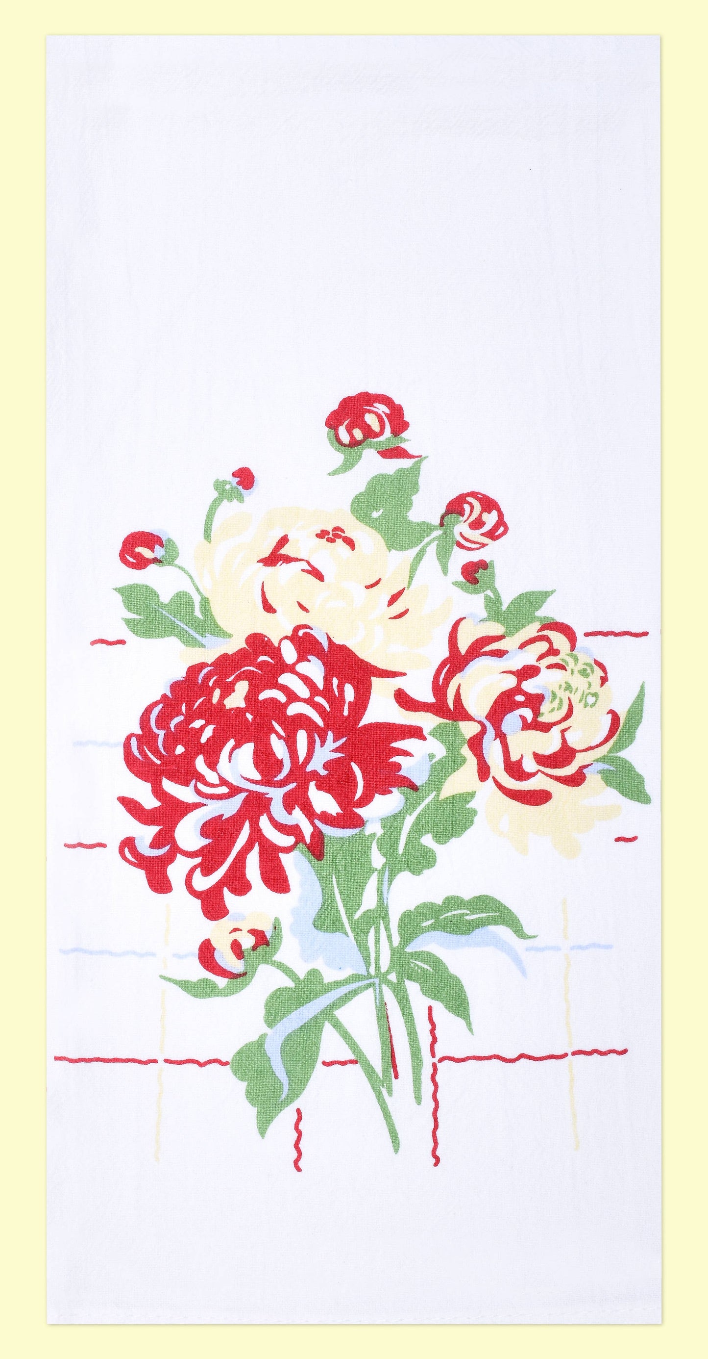 Peonies Flowers Retro Flour Sack Kitchen Towel