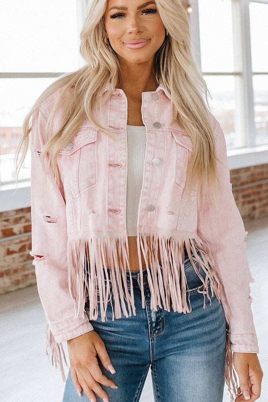 Jina Fringe Denim Jacket S-2XL