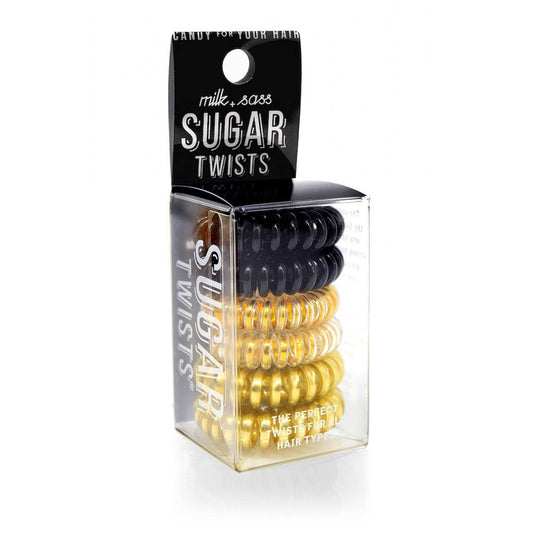 SUGAR TWISTS coil hair ties gold & licorice