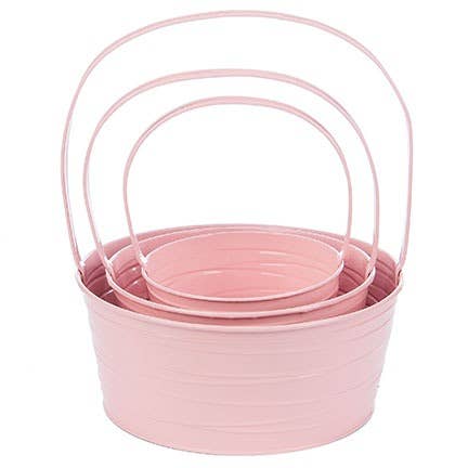 S/3 Round Tin Oh - Pink