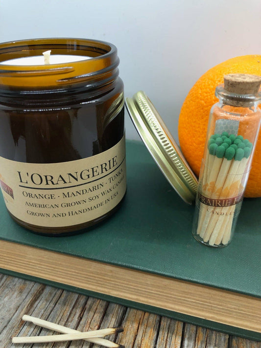 L'Orangerie Soy Wax Candle | 16 oz Amber Apothecary Jar