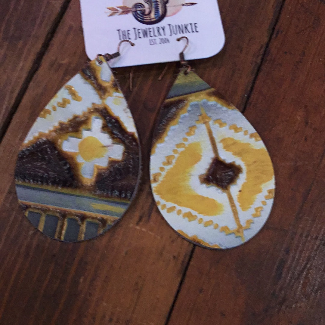 Mustard Aztec earrings